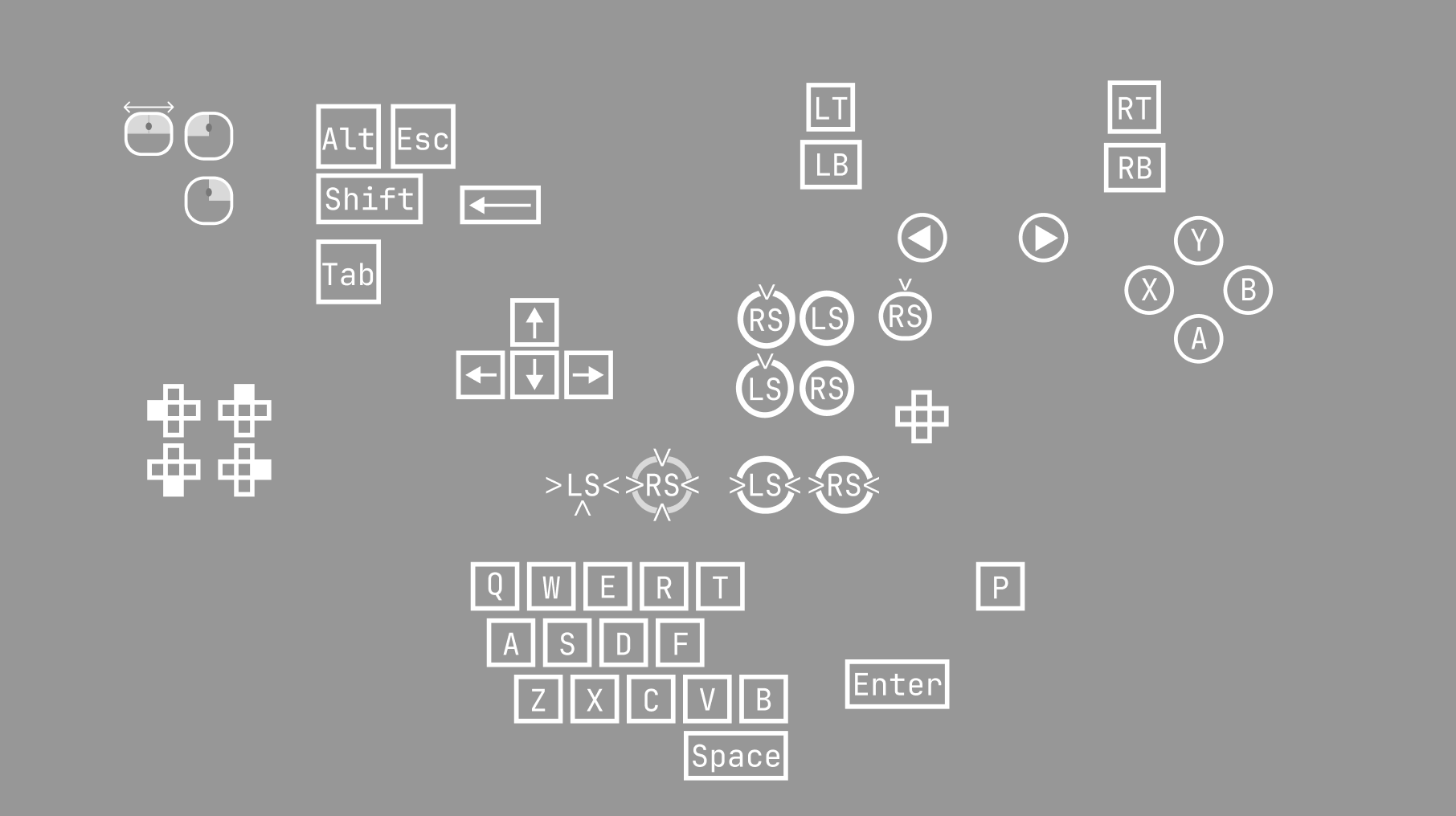 Keyboard and Xbox controller icons
